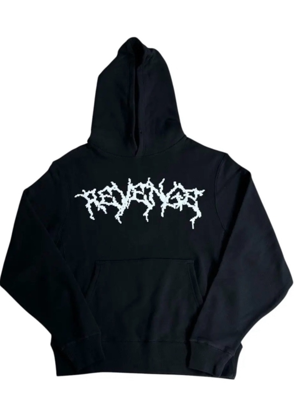Revenge Pixel Arc Logo Hoodie Black Grunge Emo Hip Hop AUTHENTIC Men's Large